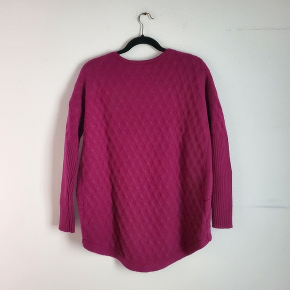 The Cashmere Project Sweater Womens M Berry Fuschia Cableknit High Low - Picture 3 of 9